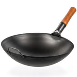 1 x RAW Customer Returns YOSUKATA Carbon Steel Woks Wok Pans - 36 cm Pre-Seasoned Wok Pan Carbon Steel Round Bottom - Traditional Wok For Gas Stove - Compatible With Gas, Grill, Fire, Gas Grill - Asian Pan - RRP €79.99