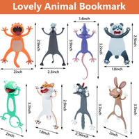 1 x RAW Customer Returns Outus 8 Pieces 3D Cartoon Animal Bookmarks Set for Kids Novelty Funny Cute Squashed Reading Stationery Gifts Party Favor , Student, Polyvinyl Chloride PVC  - RRP €37.76