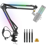 1 x RAW Customer Returns ZealSound Microphone Arm, HT35 Microphone Arm Stand with Adjustable RGB Light Effect, 5 8 Adapter, Compatible with HyperX QuadCast S ProCast Duocast, Blue Yeti Snowball Shure SM7B Rode NT1 Elgato etc. - RRP €37.98