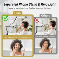 1 x RAW Customer Returns TONOR 12 Large Selfie Ring Light with Stand for Mobile Phone, LED Circle Light with Trigger Phone Holder for Zoom TikTok Makeup YouTube Vlog Stream Meeting, Compatible with iOS Android TRL-20  - RRP €50.41