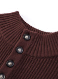 1 x RAW Customer Returns Meilicloth men s turtleneck sweater knitted sweater turtleneck leisure slim fit basic men s sweater 1 4 button brown XL - RRP €31.2