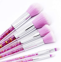 1 x Brand New Ranvi 7 pcs Fashion Crystal Glitter Diamond Makeup Brushes Set Cosmetic Brush Tools with Bag - Purple - RRP €16.05