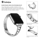 1 x RAW Customer Returns Fullmosa Metal Bracelet Compatible Apple Watch Strap SE 40mm 41mm 38mm for Women, Glitter Slim Snake Bracelet for iWatch SE Series 9 8 7 6 5 4 3 2 1, Silver - RRP €26.99