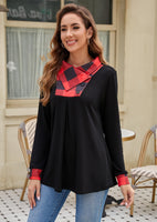 1 x Brand New BDTECAOR Tunic Women s Pullover Long Sleeve Turtleneck Blouses Tunics for Women Checked Long Shirt Women s Casual for Leggings Red Black Checked M - RRP €29.23