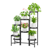 1 x RAW Customer Returns iDavosic.ly 8 Tier Metal Plant Stand Flower Pot Stand, Multi-Tier Plant Shelf Flower Shelf Plant Stairs for Room Corner, Living Room, Balcony, Terrace, Yard Round, Black  - RRP €67.55