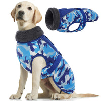 1 x Brand New Kuoser Winter Coat for Small Medium Large Dogs Waterproof Warm with Harness Hole Reflective Cold Weather Fleece Lining and Fur Collar Adjustable Outdoor Clothing Blue - RRP €35.68