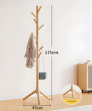 1 x RAW Customer Returns Wooden coat rack, solid wood coat rack, with 8 hooks and 3 adjustable sizes, tree-shaped coat rack, vintage, sturdy, for clothes, hats, wood color - RRP €39.99