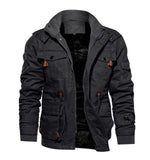 1 x RAW Customer Returns TACVASEN Men s Winter Military Fleece Jacket Coat with Detachable Hat, Grey, L - RRP €92.98