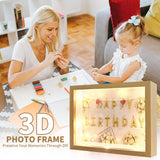 1 x RAW Customer Returns MeYuxg 3D picture frame with 6 themed pictures, picture frame deep 3cm with 1m LED light chain, money box picture frame, money gift wedding, for dried flowers, photos, stamps wood color  - RRP €15.0