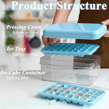 1 x RAW Customer Returns Ice Cube Tray with Lid Ice Cube Tray Freezer Ice Cube Maker with Container 60 Ice Cube Trays Easy Release Ice Cube Trays 2 Tiers, 1 Ice Bucket and Scoop Blue - RRP €15.35