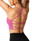 5 x RAW Customer Returns ZAAYO Women s Gym Bra Padded Crossback Fitness Sports Bra Removable Chest Pad Yoga Tops Knitted Seamless Sportswear Pink XL - RRP €113.9