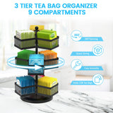 1 x RAW Customer Returns iDavosic.ly Metal Tea Bag Holder, Rotating Tea Boxes for Tea Bags, Large Tea Box with 9 Compartments, Tea Rack, Tea Bag Storage Box, Tea Organizer for 108 Tea Bags Black  - RRP €30.24