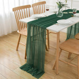 1 x RAW Customer Returns AOKSUNOVA table runner chiffon dark green table decoration wedding 3m x 70cm decorative table runner tulle decorative fabric - RRP €15.12