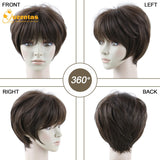 1 x RAW Customer Returns Queentas Wig Brown Short Wigs Women Pixie Cut Short Hair Wig Women s Synthetic Hair Wig for Daily Use Colour 4A Dark Brown  - RRP €22.61