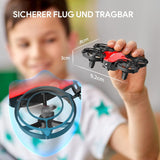 1 x RAW Customer Returns TOMZON Pack of 2 A24 Mini Drone for Children with Fight Mode, Airplane Remote Controlled RC Quadcopter for Beginners, 4 Batteries, 360 Propeller Protection, Throw Go 3D Flip Circle Flight, Mini Drone, Blue and Red - RRP €73.61