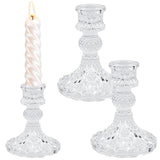 1 x Brand New JLNGTHONG Set of 2 Crystal Glass Candle Holders - Vintage Candlestick for Wedding, Party Home Decoration - RRP €12.99