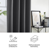 1 x RAW Customer Returns Deconovo Interior Blackout Curtains 2 Pieces 260 CM Height, Thermal Insulated Curtains with Eyelets for Modern Living Room, 140x260 CM Width x Height , Dark Gray - RRP €44.49