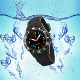 1 x RAW Customer Returns Alienwork Kids Learning Watch Children s Watch Boys Girls Black Silicone Strap Multicolored Children s Watch Waterproof 5 ATM Time Learning - RRP €23.59