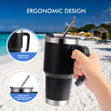 1 x RAW Customer Returns EQARD thermal mug with straw and handle drinking cup with lid coffee mug to go with splash-proof lid and tube brush stainless steel vacuum insulated car cup for hot and cold drinks BPA free - RRP €24.1