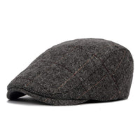 1 x RAW Customer Returns Vijamiy Men s British Style Flat Cap 56-59 cm, Wool Adjustable Plaid Cap Unisex Beanies Flat Beret Scottish Beret Winter Hat for Gift Wool-Grey  - RRP €14.99