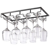 1 x RAW Customer Returns YunNasi Glass Drainer Glass Holder Wine Glass Holder Keep Glasses Dry Under Cabinet with Screws for Bar Restaurant Kitchen 4 Rails, Black  - RRP €18.98