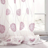 2 x RAW Customer Returns MIULEE Curtains with Floral Embroidery, White Curtains with Pink Pattern for Living Room, Bedroom Transparent Curtain with Eyelets, Set of 2 Voile Floral Transparent Curtains, Each H 225 XW 140cm - RRP €58.46