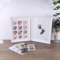 1 x RAW Customer Returns LEcylankEr Baby Handprint and Footprint Photo Album Baby Picture Frame First Year Anniversary Growth Record Baby Gifts,Foldable Dual-Use Photo Frame with Refillable Ink Pad White  - RRP €18.14