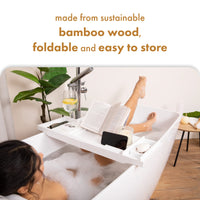 4 x Brand New Tranquil Beauty Premium Bath Caddy Natural and sustainable bamboo bathtub caddy Bath tray with iPad, tablet and cell phone holder Extendable and adjustable wooden shelf with wine holder. - RRP €137.08