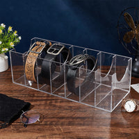 1 x RAW Customer Returns PH PandaHall Acrylic Belt Organizer 7 Compartment Display Case Belt Case Storage Holder Transparent Display Case for Men and Women Tie Jewelry Watch Bracelets Hair Accessories 37.5x14x12cm - RRP €29.65