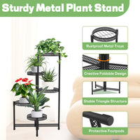 1 x RAW Customer Returns JC-Houser 5-Tier Plant Stand Metal Flower Stand, Foldable Flower Shelf Plant Shelf, Flower Stairs Plant Stairs Plant Stand for Corner Porch Garden Balcony Living Room 5-Tier Hollow Pallets  - RRP €51.41