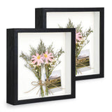 1 x RAW Customer Returns Anhow 2-pack 3D picture frames for filling, 3D picture frame deep object frame 20 x 20 cm with transparent real glass for table top and wall - black 3 cm - RRP €21.99