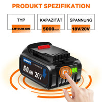 1 x RAW Customer Returns DASNITE Pack of 2 5Ah DCB200 18V Lithium Replacement Battery for Dewalt 18V Battery 20V Max DCB180 DCB181 DCB206 DCB201DCB203 for DeWalt Battery 18V DCD DCF DCG Series Cordless Power Tools - RRP €58.48