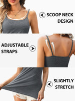 1 x RAW Customer Returns Attraco 2-pack spaghetti top women s undershirt spaghetti strap tank top with adjustable strap basic cami tank top grey white L - RRP €26.21