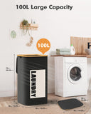 1 x RAW Customer Returns HOMEASY laundry basket with lid 100L, laundry bag with removable inner bag, laundry box with handles, laundry bin, foldable laundry basket, laundry basket with lid - RRP €19.82