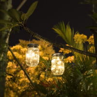 2 x RAW Customer Returns Pack of 4 solar lamps for outdoors, 30 LEDs fairy lights in a mason jar warm white lantern, Mason Jar lanterns balcony table lamp decoration outside, waterproof hanging light for garden party wedding - RRP €58.44