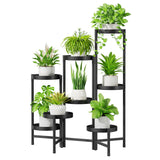 1 x RAW Customer Returns VASZOLA 8 Tier Metal Plant Stand Flower Shelf, Foldable Corner Plant Shelf for Multiple Plants, Tiered Plant Stairs Flower Pot Holder for Patio Living Room Garden Balcony, Black - RRP €66.99