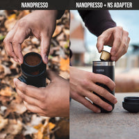 1 x RAW Customer Returns WACACO Nanopresso with NS Adapter, Portable Espresso Machine, Compatible with NS Capsules and Ground Coffee, Manual Travel Coffee Machine Set, Perfect for Camping - RRP €94.9