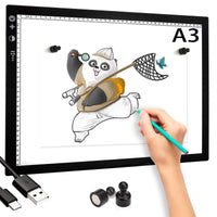 1 x RAW Customer Returns Led light pad A3, ultra-thin light panel, Type-C interface light table, with timing function adjustable brightness and color temperature, USB cable, light pad for diamond painting, drawing, sketching - RRP €59.99