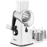 1 x RAW Customer Returns Yabano vegetable cutter, grater for vegetables with 3 drum blades, drum grater quick and easy cutting, vegetable slicer ideal for cheese, cucumbers, carrots, nuts etc. white  - RRP €25.99