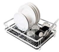 1 x Brand New FurnitureXtra Aluminum Dish Drying Rack, Dish Drying Rack with Removable Tray, Storage Drainer, Cutlery Holder and Cup Holder, Black Aluminum  - RRP €26.82