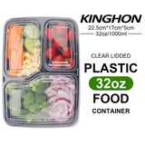 1 x RAW Customer Returns KINGHON 20 Pack Meal PREP Containers - 3 Compartment Bento Lunch Boxes, BPA Free Reusable Food Storage with Airtight Lid, 32 oz - RRP €24.99