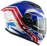 1 x RAW Customer Returns CGM Full Face Helmet with White and Blue Solar Goggles 360S KAD Race Fiberglass S  - RRP €97.42