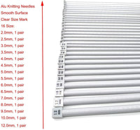 1 x RAW Customer Returns IHKFILAN Aluminum Metal Knitting Needle Set Single Point Straight Needle Knitting Needles DIY Weaving Tools 15 Pairs 2mm-12mm  - RRP €21.17