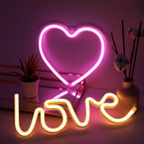 1 x RAW Customer Returns NELUX 2-pack heart and love - LED neon sign wall decoration bedroom, neon sign gifts Valentine s Day couples, neon light neon light wall lamp LED wall decoration, bar. USB or battery operated - RRP €21.99