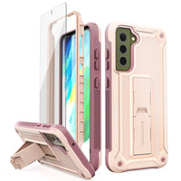 1 x RAW Customer Returns URBANITE Samsung Galaxy S21 FE 5G Protective Case, Military Grade Shockproof Double Protection Screen Protector and Stand, for Samsung S21 FE 5G 6.5 cm, Pink  - RRP €20.4