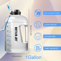 1 x RAW Customer Returns JIMACRO Water Bottle with Time Marker Tracker, 1 Gallon Water Bottle BPA Free Leak-Proof, Sports Bottle Flip Lid, Sports Drinking Bottle for Fitness, Gym, Home, Office, Outdoor - RRP €15.43