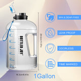 1 x RAW Customer Returns JIMACRO Water Bottle with Time Marker Tracker, 1 Gallon Water Bottle BPA Free Leak-Proof, Sports Bottle Flip Lid, Sports Drinking Bottle for Fitness, Gym, Home, Office, Outdoor - RRP €15.43