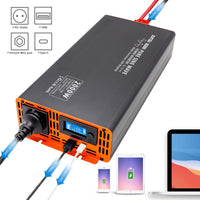 1 x RAW Customer Returns DATOUBOSS Inverter 12v to 230v 2000W 4000W Pure Sine Wave Voltage Converter Power Inverter with LCD Screen 1 Type-c and 1 USB Ports for Motorhome Car - RRP €201.56