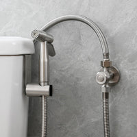 1 x RAW Customer Returns Tecmolog Bidet Shower 2 Modes Hand Taps Shattaf Sprayer Stainless Steel Portable for Toilet, with Support, Diverter Valve and 1.2m Hose, WS024AF2 - RRP €36.1