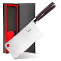 1 x RAW Customer Returns imarku cleaver knife, 18 CM sharp Chinese chef s knife, high-quality high-carbon stainless steel cleaver, cleaver knife, chopping knife with ergonomic pakka wood handle Father s Day gift - RRP €39.99